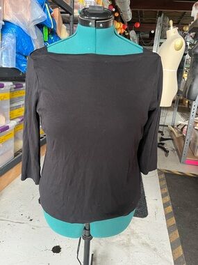 Talbots Black Boatneck Three-Quarter Sleeve Top